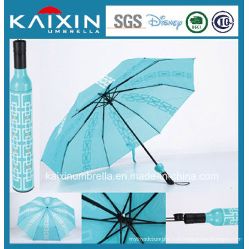 ISO 9001 Werbung Weinflasche Form Falten Regenschirm
